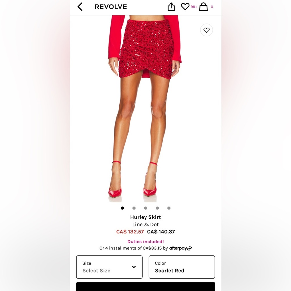 Line and dot red sequin skirt